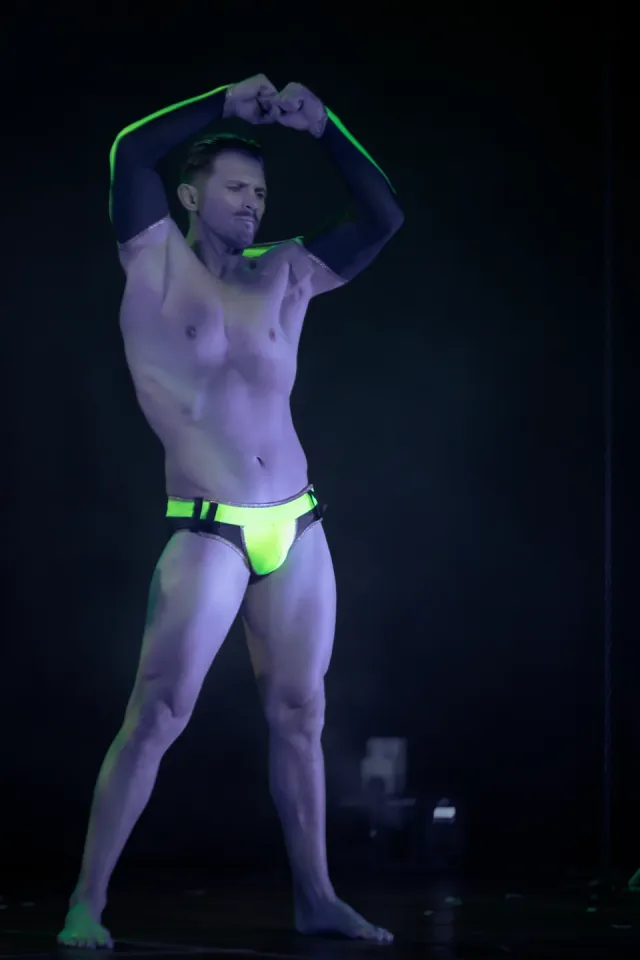 Solo male physique in neon green
