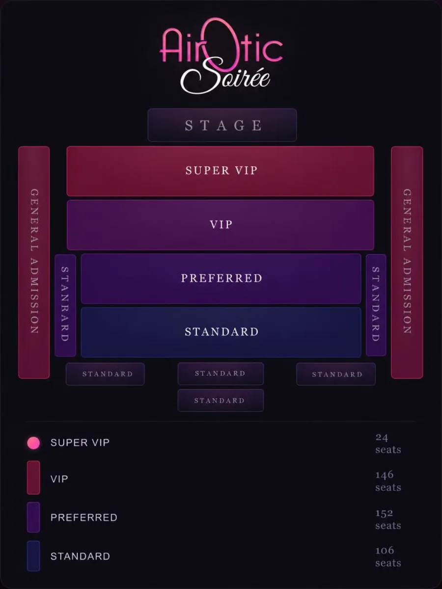 TEASE presented by AirOtic seating map at Station 4, Dallas